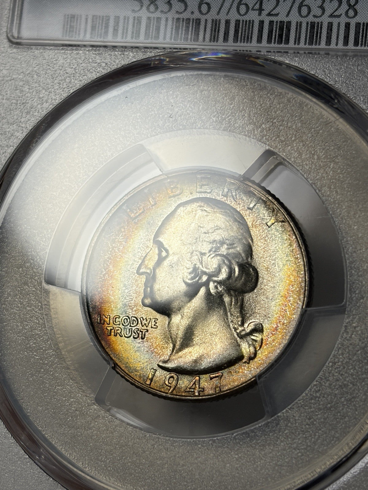 1947-S PCGS MS67 CAC Washington Silver Quarter Toned