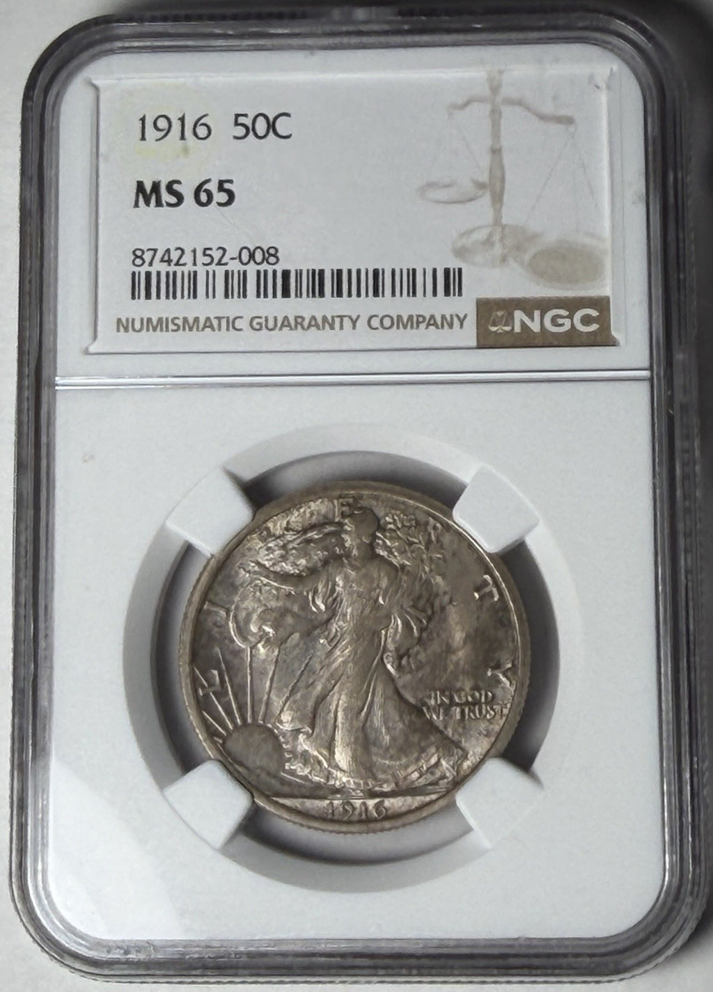 1916 NGC MS 65 Walking LIberty Half Dollar