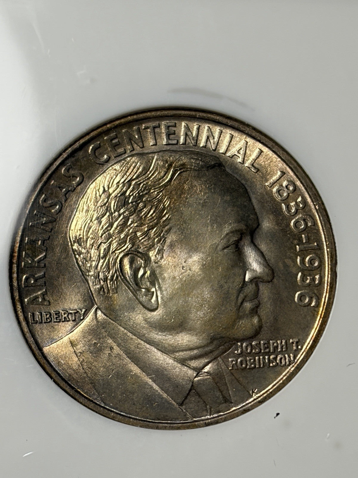 1936 NGC MS64 Robinson Arkansas Commemorative Half Dollar Toned Old Fatty Holder