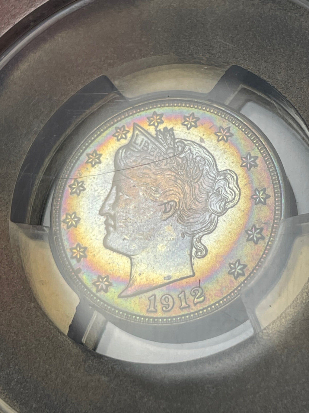 1912-S PCGS MS66 Liberty V Nickel Key Date Rainbow Toning WOW!