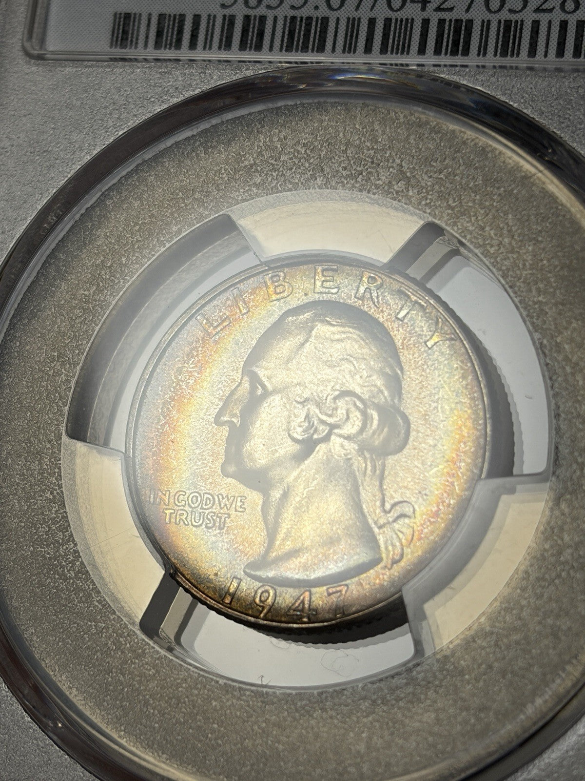 1947-S PCGS MS67 CAC Washington Silver Quarter Toned