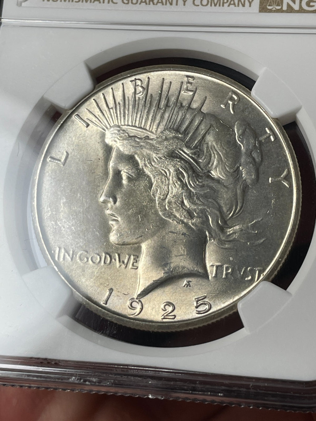 1925-S NGC MS62 CAC Peace Silver Dollar - EX. MS63 Tougher Date