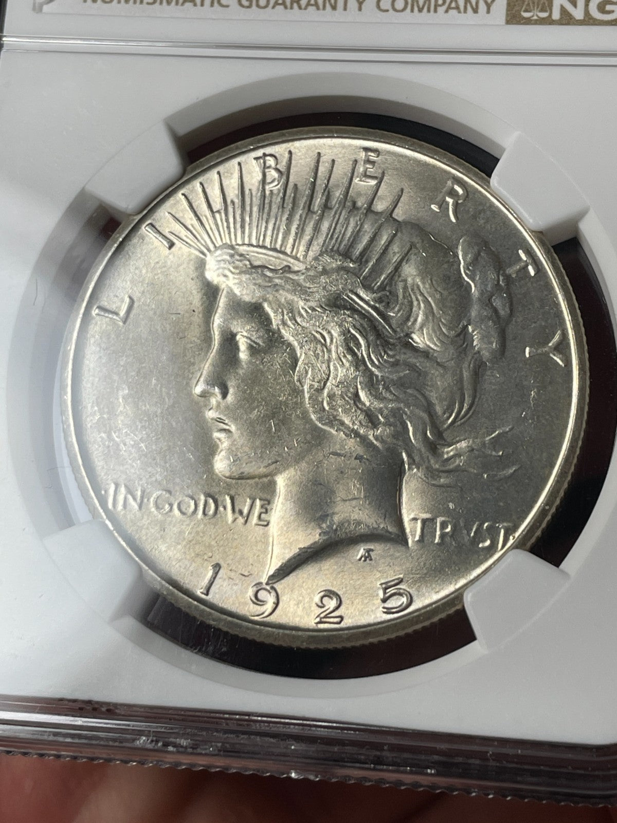 1925-S NGC MS62 CAC Peace Silver Dollar - EX. MS63 Tougher Date