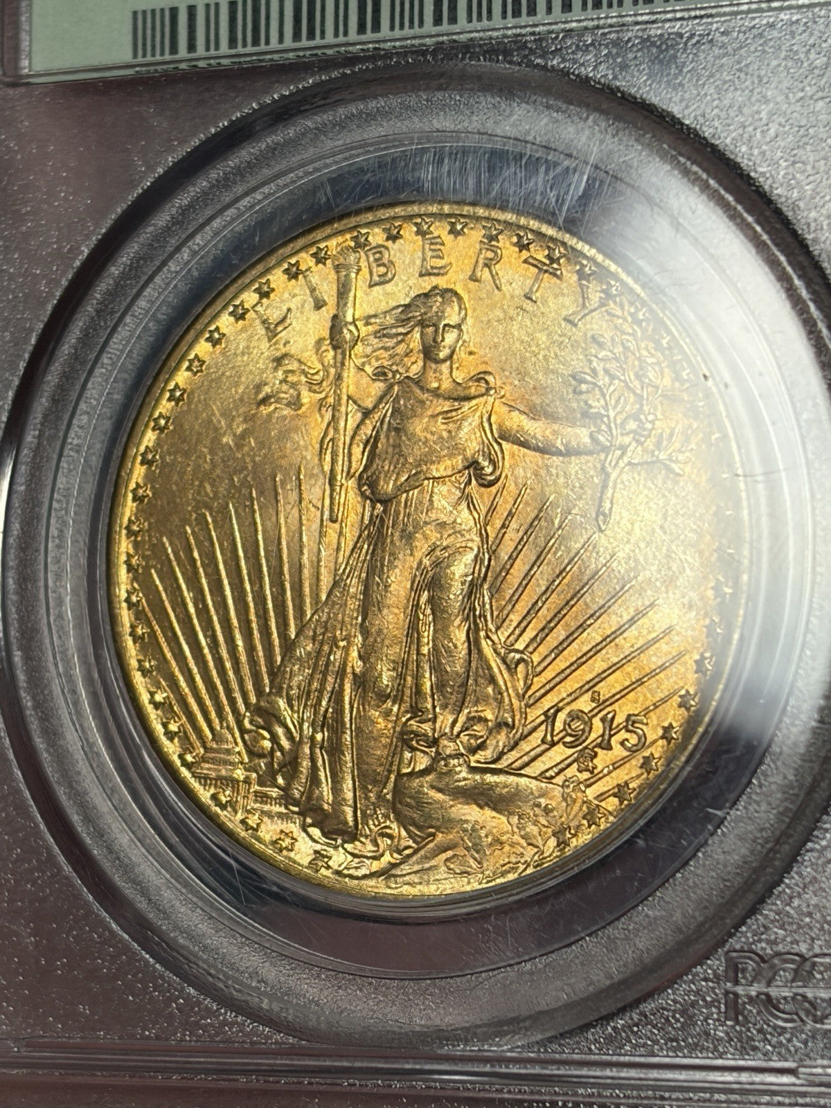 1915-S PCGS MS65 Saint Gaudens Double Eagle Gold Toned OGH Old Holder