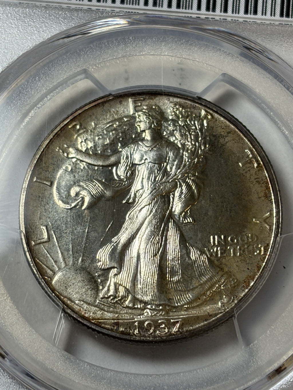 1937 PCGS PR67 Walking Liberty Half Dollar Toned