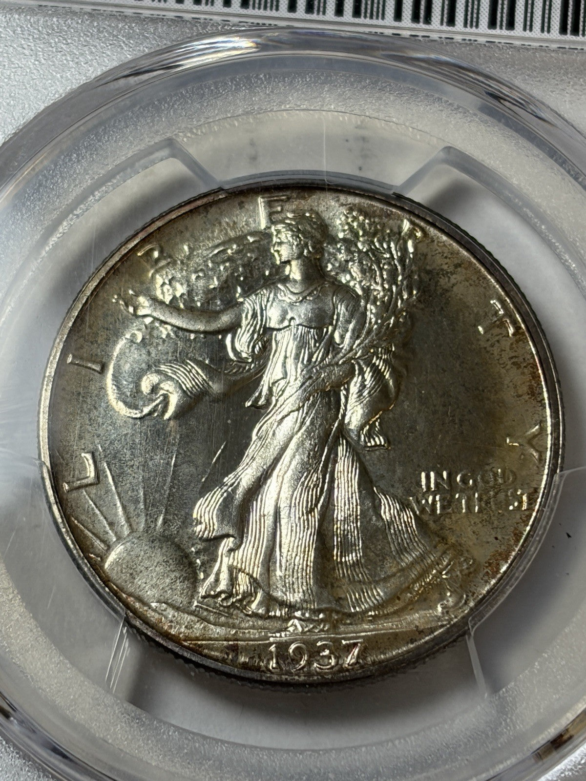 1937 PCGS PR67 Walking Liberty Half Dollar Toned