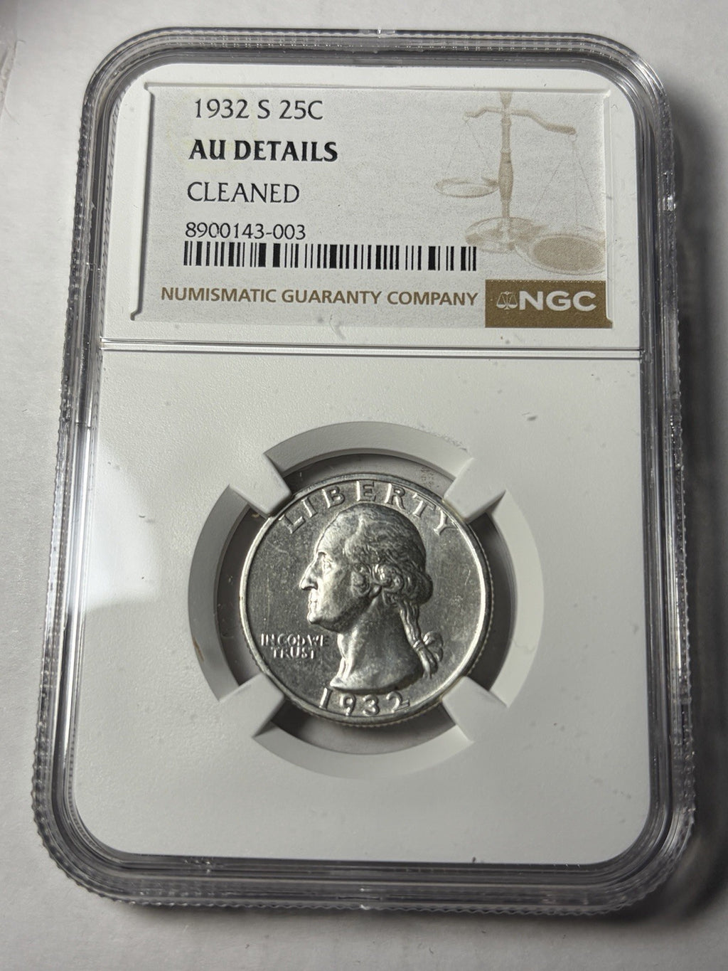 1932-S NGC AU Details Washington Silver Quarter Key Date