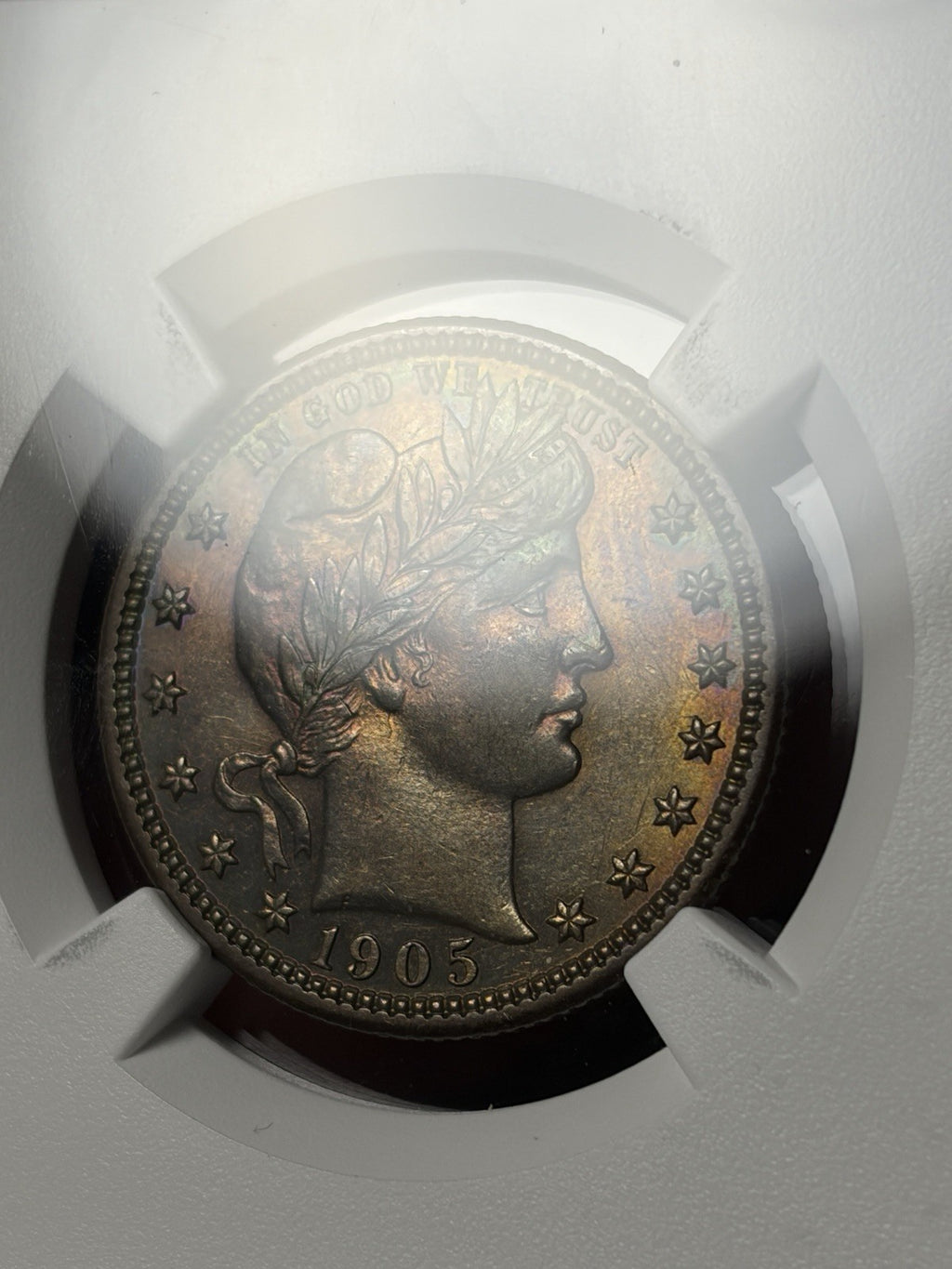 1905 NGC AU Details Barber Quarter Toned