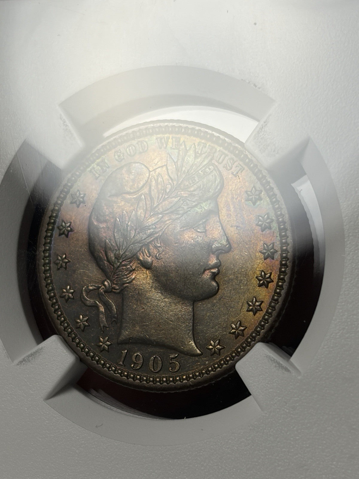 1905 NGC AU Details Barber Quarter Toned