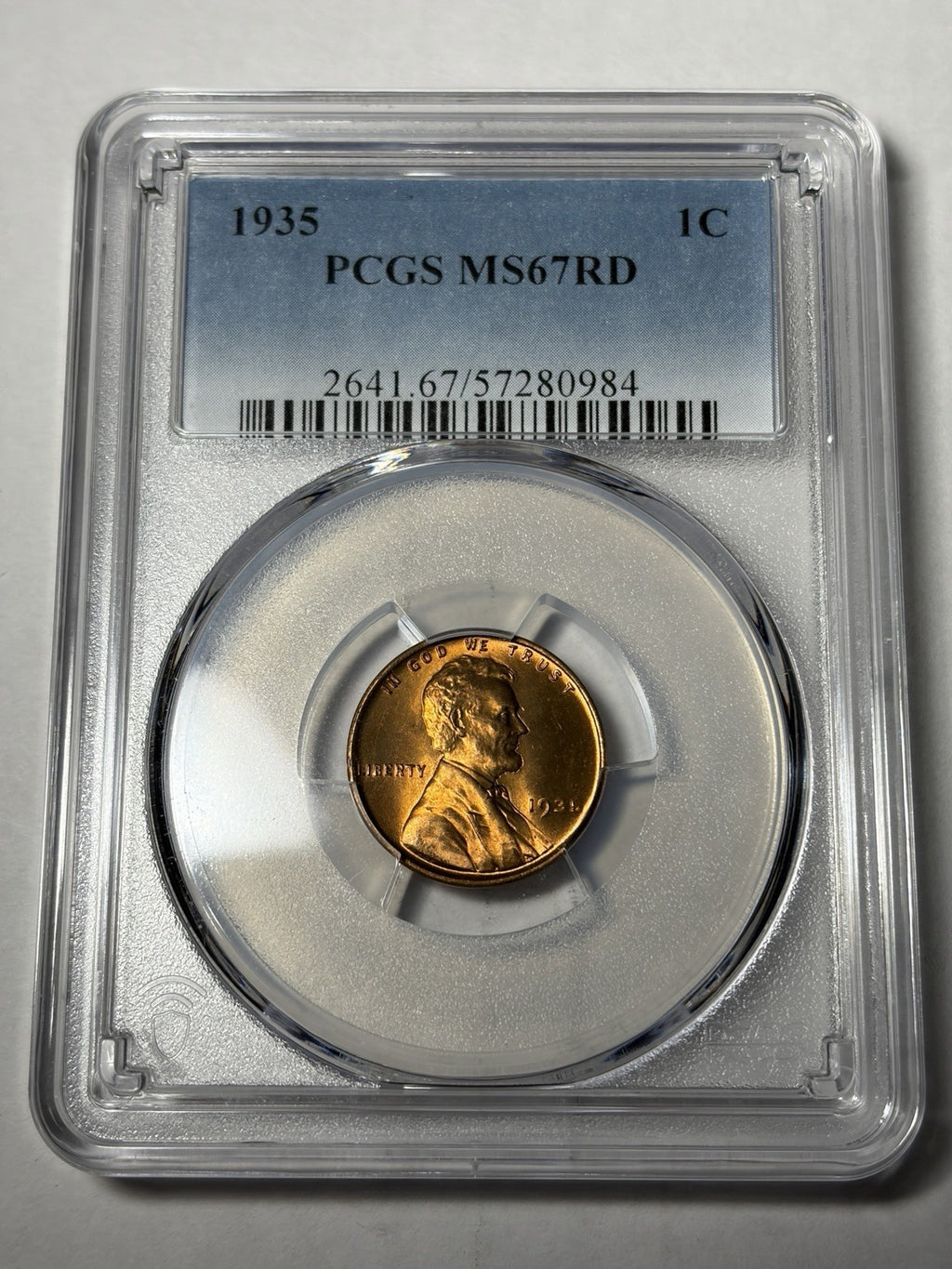 1935 PCGS MS67 RD Lincoln Wheat Cent
