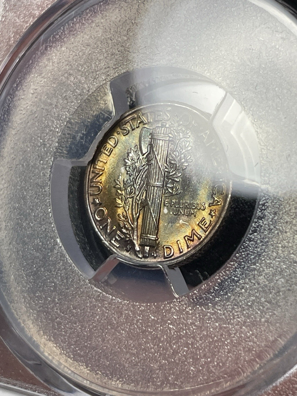 1937-S PCGS MS65 CAC Mercury Silver Dime Toned Nice
