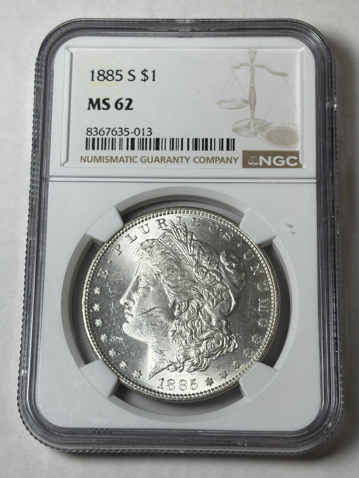 1885-S NGC MS62 Morgan Silver Dollar