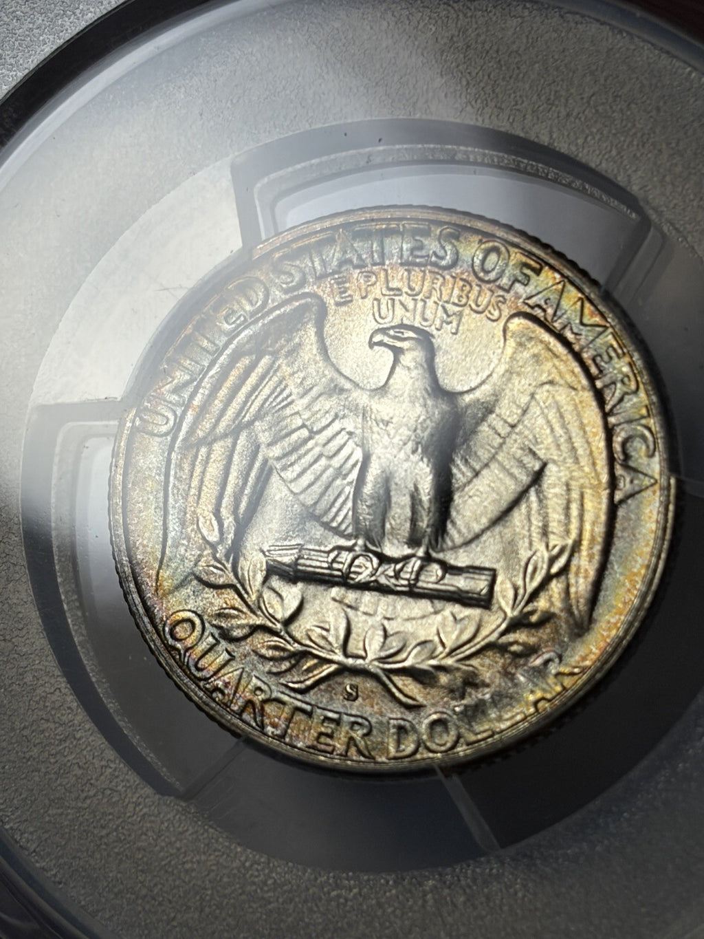 1947-S PCGS MS67 CAC Washington Silver Quarter Toned