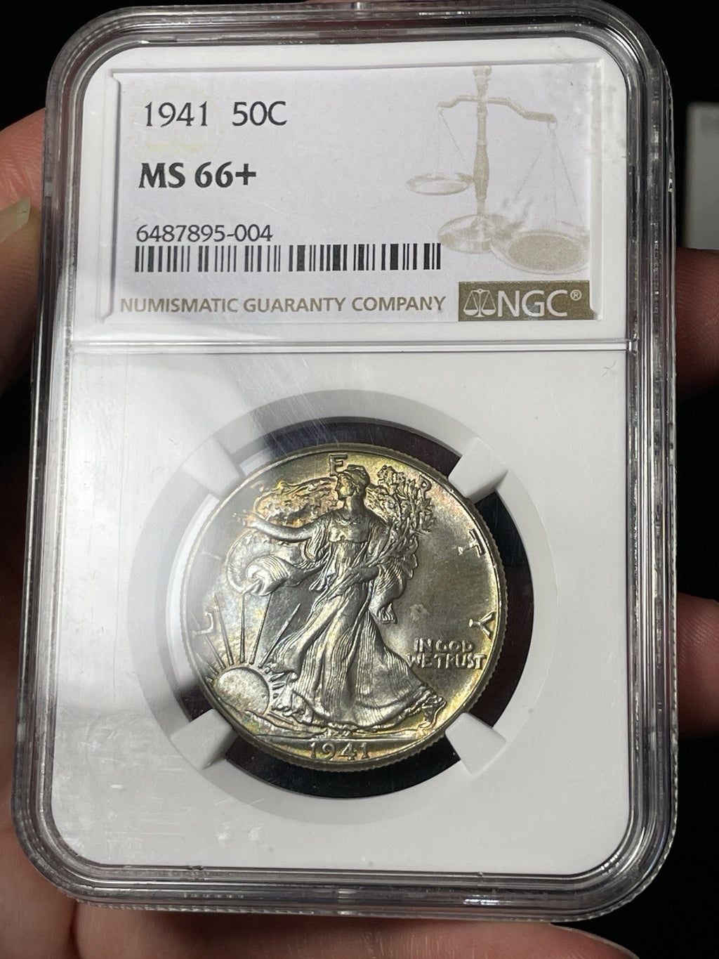 1941 NGC MS66+ Walking Liberty Half Dollar Toned