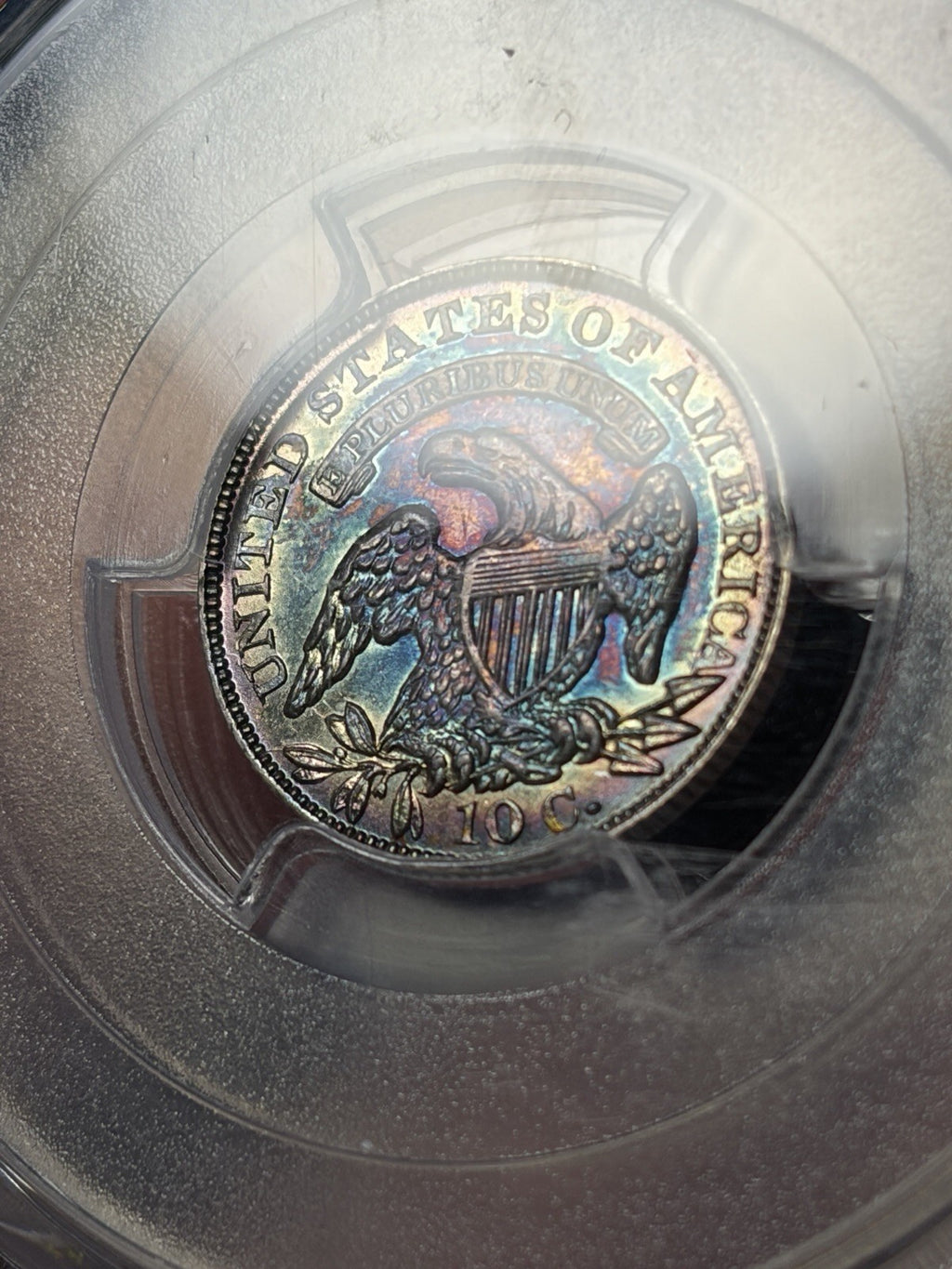 1834 PCGS MS61 Large 4 Capped Bust Silver Dime Toned