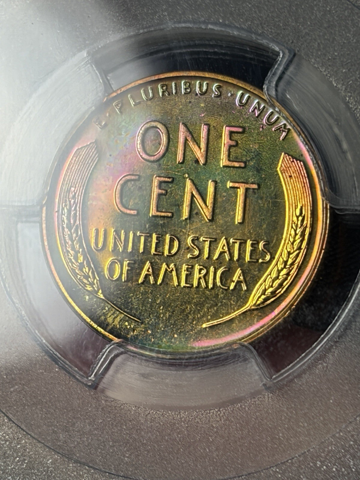 1942 PCGS PR65 BN Lincoln Wheat Cent Incredible Monster Toned Neon Green Blue