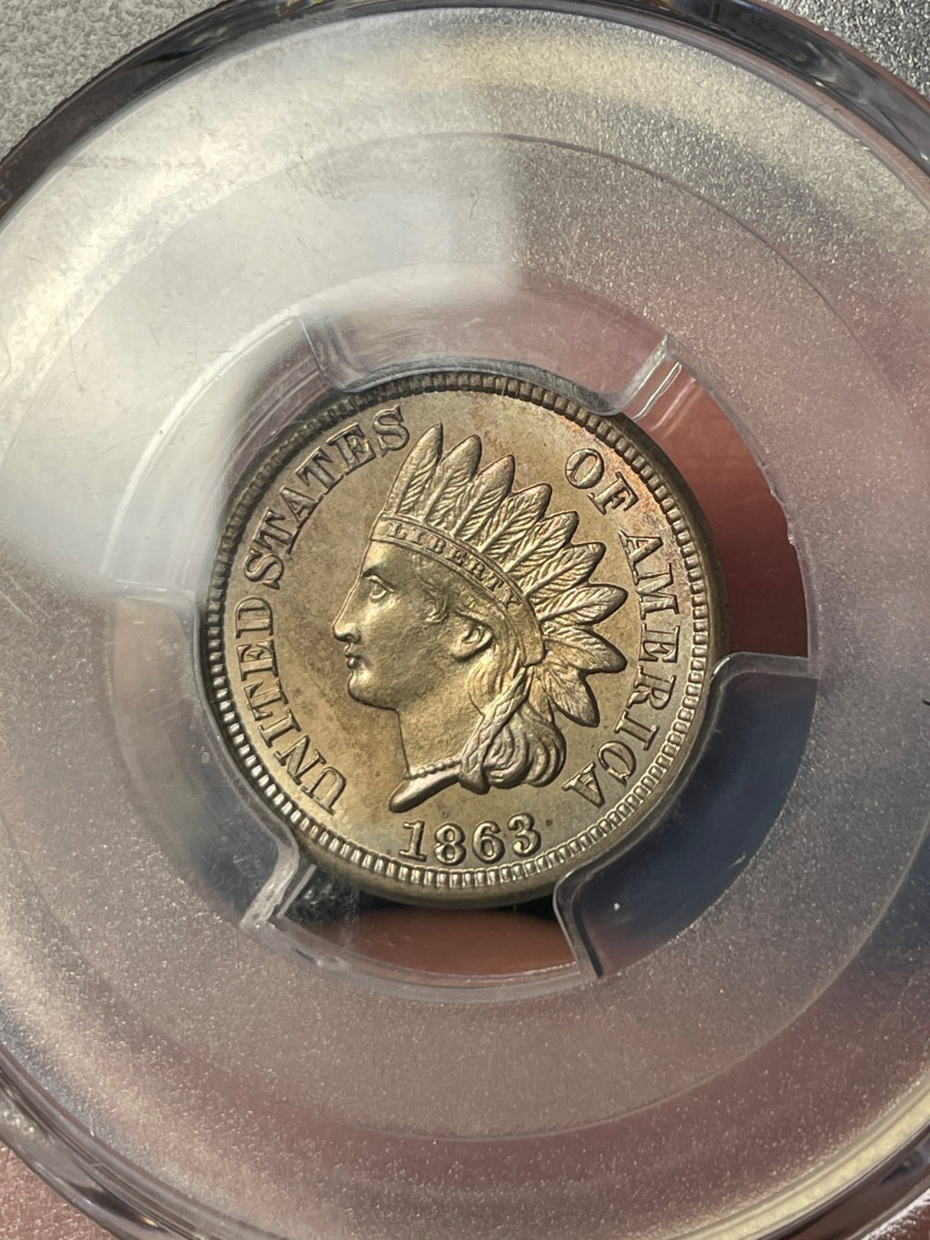 1863 PCGS MS63 Copper Nickel Indian Head Cent Toned