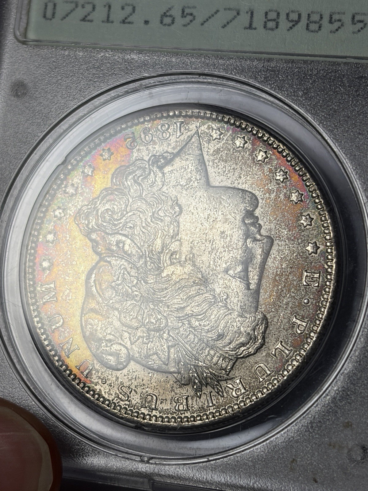 1892 PCGS MS65 Morgan Silver Dollar Toned Rattler WOW