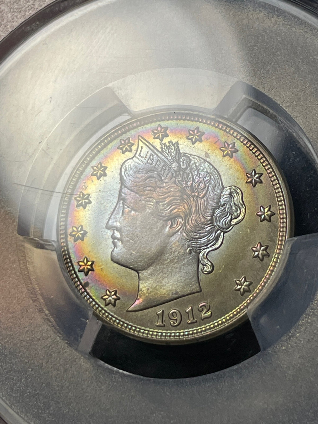 1912-S PCGS MS66 Liberty V Nickel Key Date Rainbow Toning WOW!