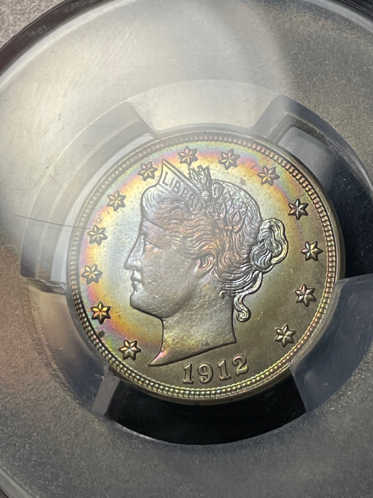 1912-S PCGS MS66 Liberty V Nickel Key Date Rainbow Toning WOW!