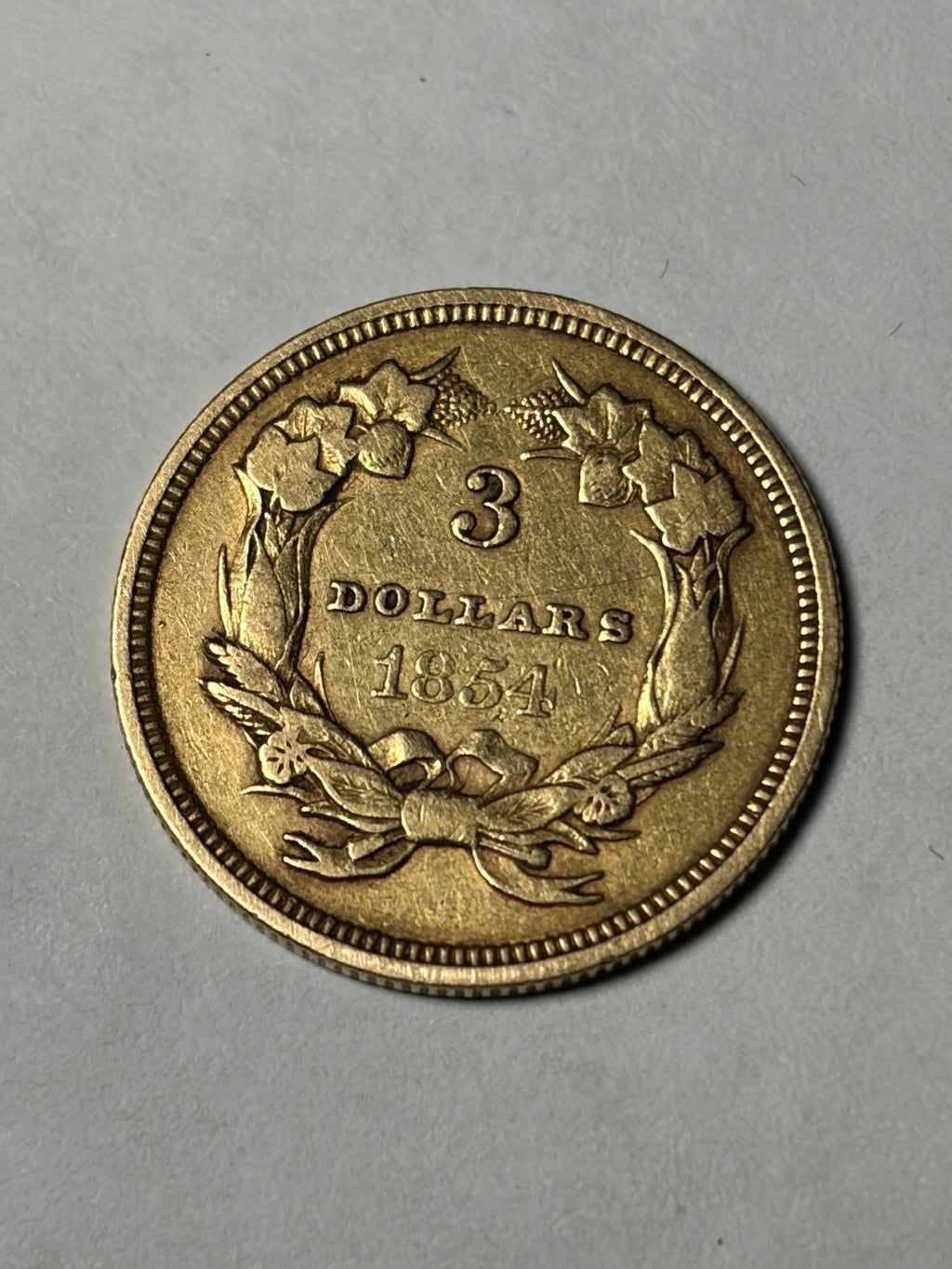1854 Three Dollar Gold Piece G$3 Details