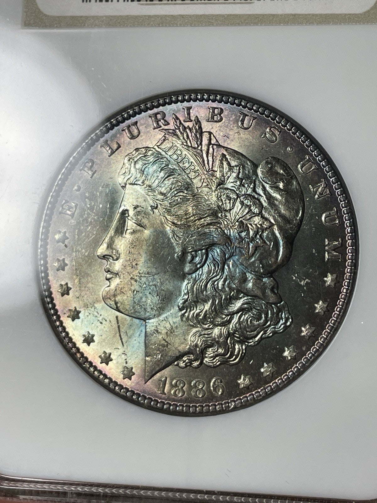 1886 NGC MS63 Morgan Silver Dollar End Of Roll Toning Old Fatty Holder