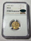 1929 NGC MS63 CAC Indian Head Gold Quarter Eagle