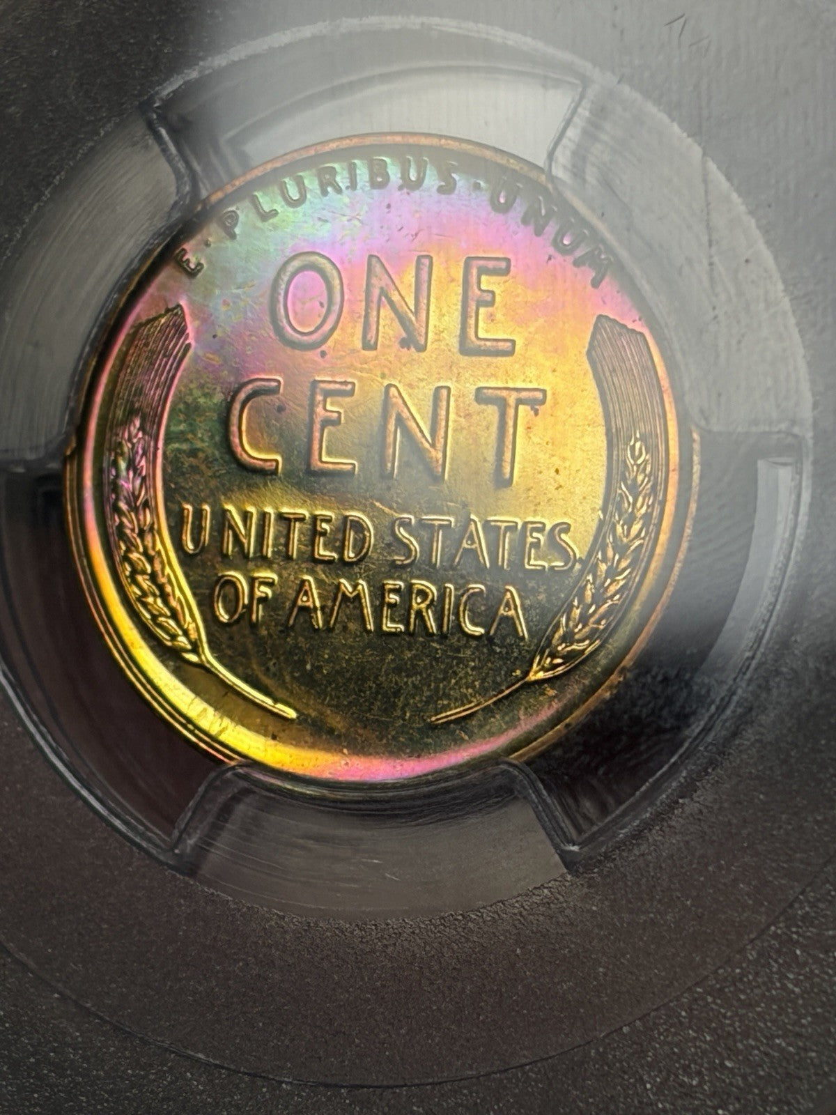 1942 PCGS PR65 BN Lincoln Wheat Cent Incredible Monster Toned Neon Green Blue