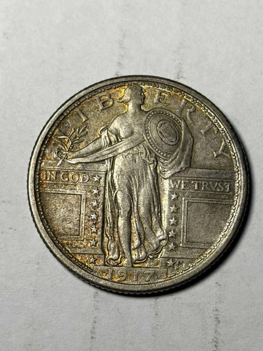 1917 Type 1 Standing Liberty Quarter Toned