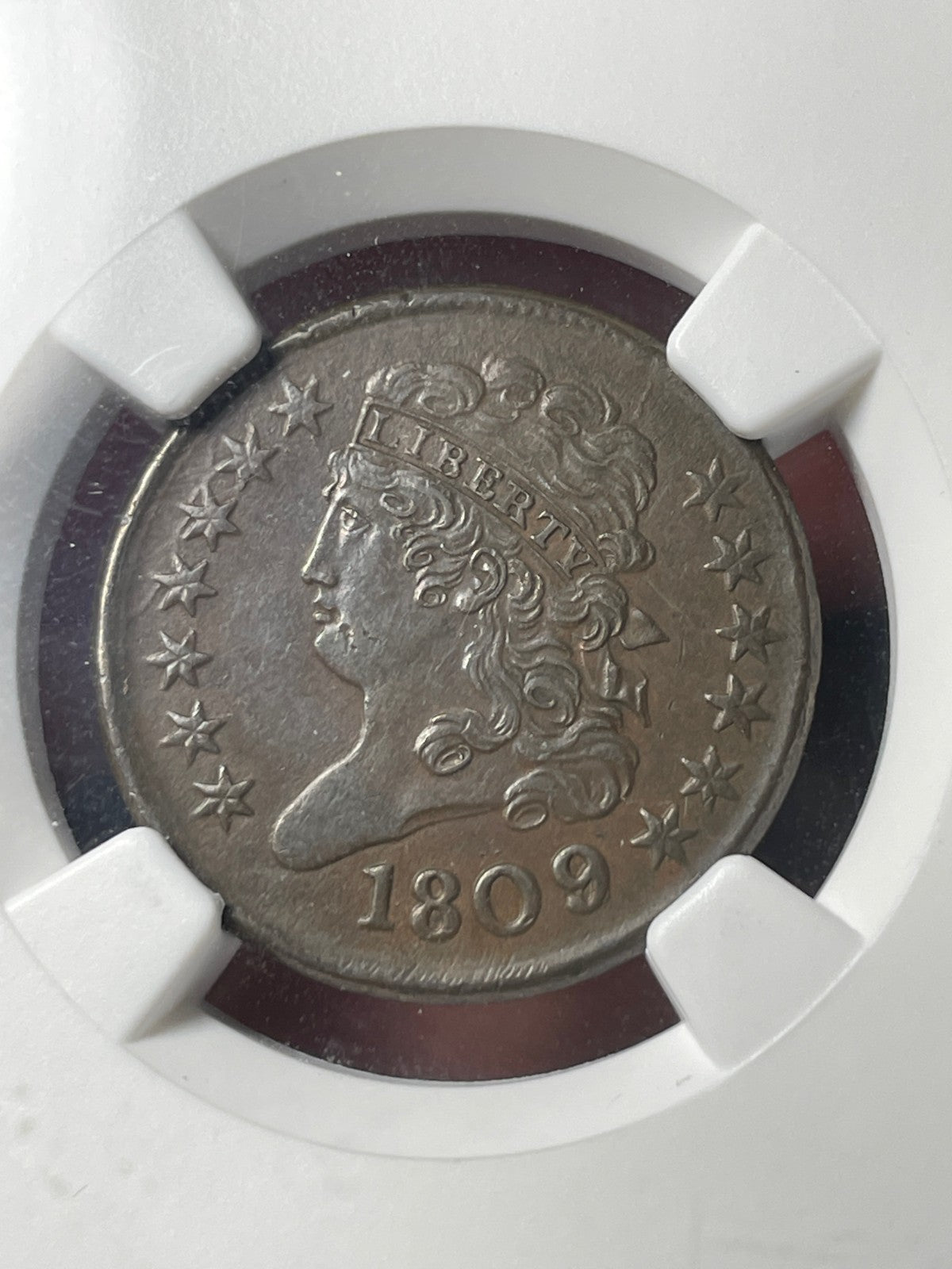 1809/6 NGC AU53 BN 9 Over Inverted 9 C-5 Classic Head Half Cent