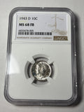 1943-D NGC MS68 FB Mercury Dime