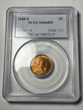 1948-S PCGS MS66 RD Lincoln Wheat Cent Old Blue Holder