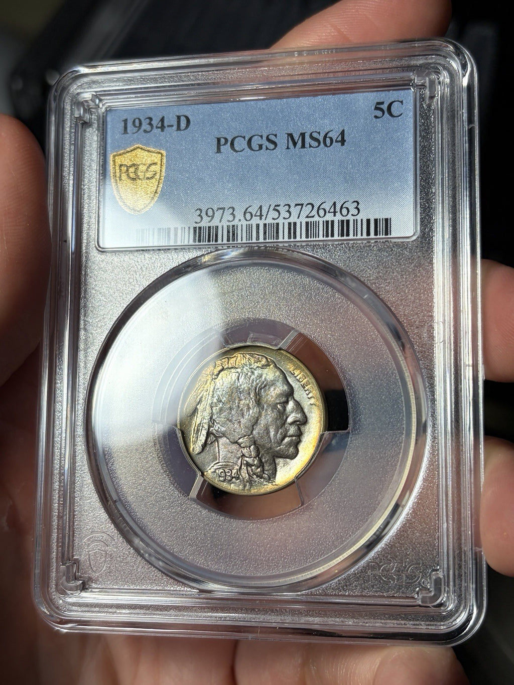 1934-D PCGS MS64 Buffalo Nickel Toned Toning