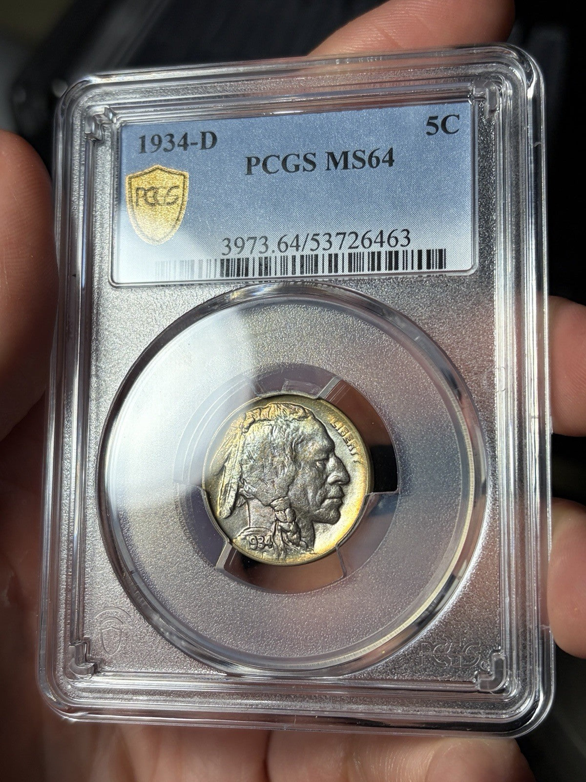 1934-D PCGS MS64 Buffalo Nickel Toned Toning