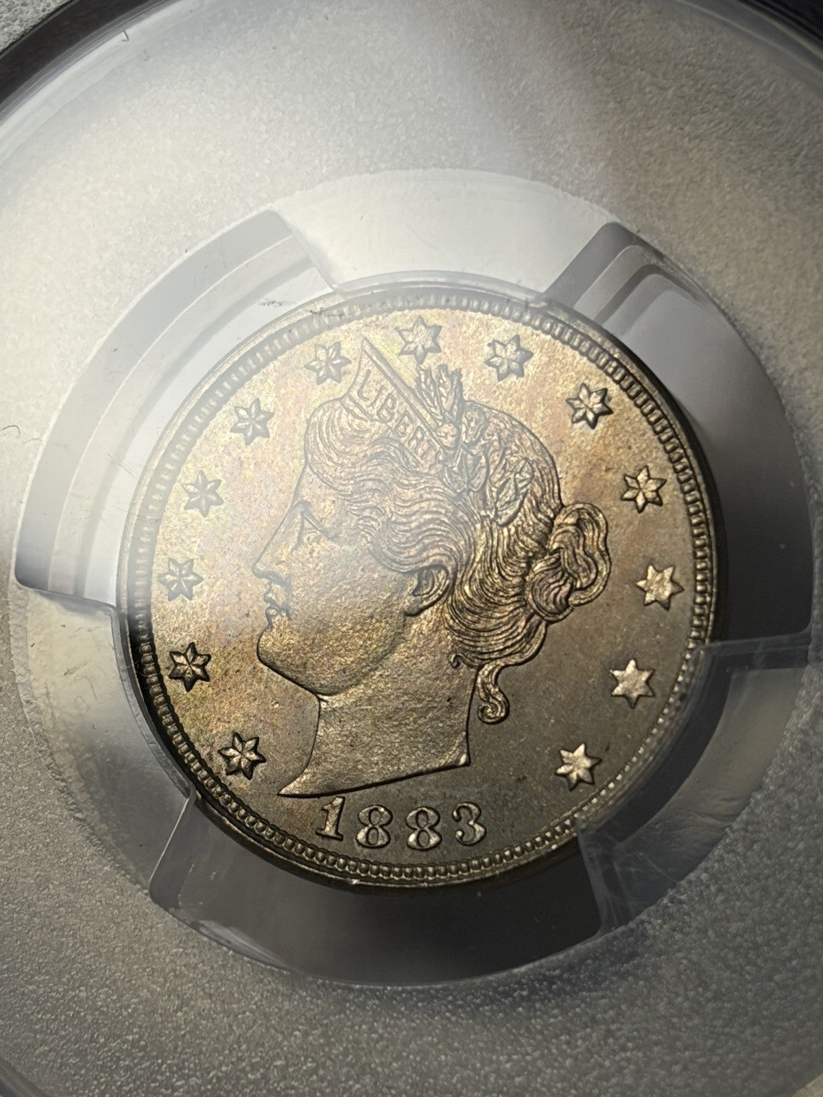 1883 PCGS MS65 With Cents Liberty V Nickel Toned