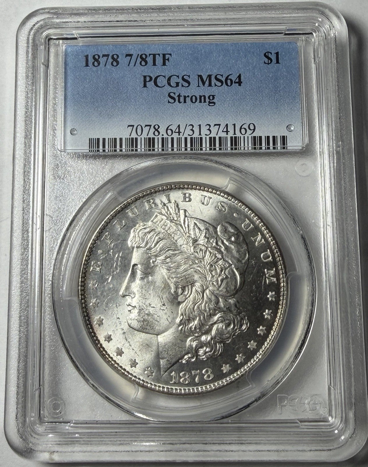1878 PCGS MS64 Morgan Silver Dollar 7/8TF Strong
