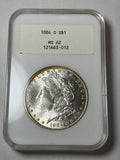 1884-O NGC MS62 Morgan Silver Dollar White Label Fatty 121XXX Early Holder