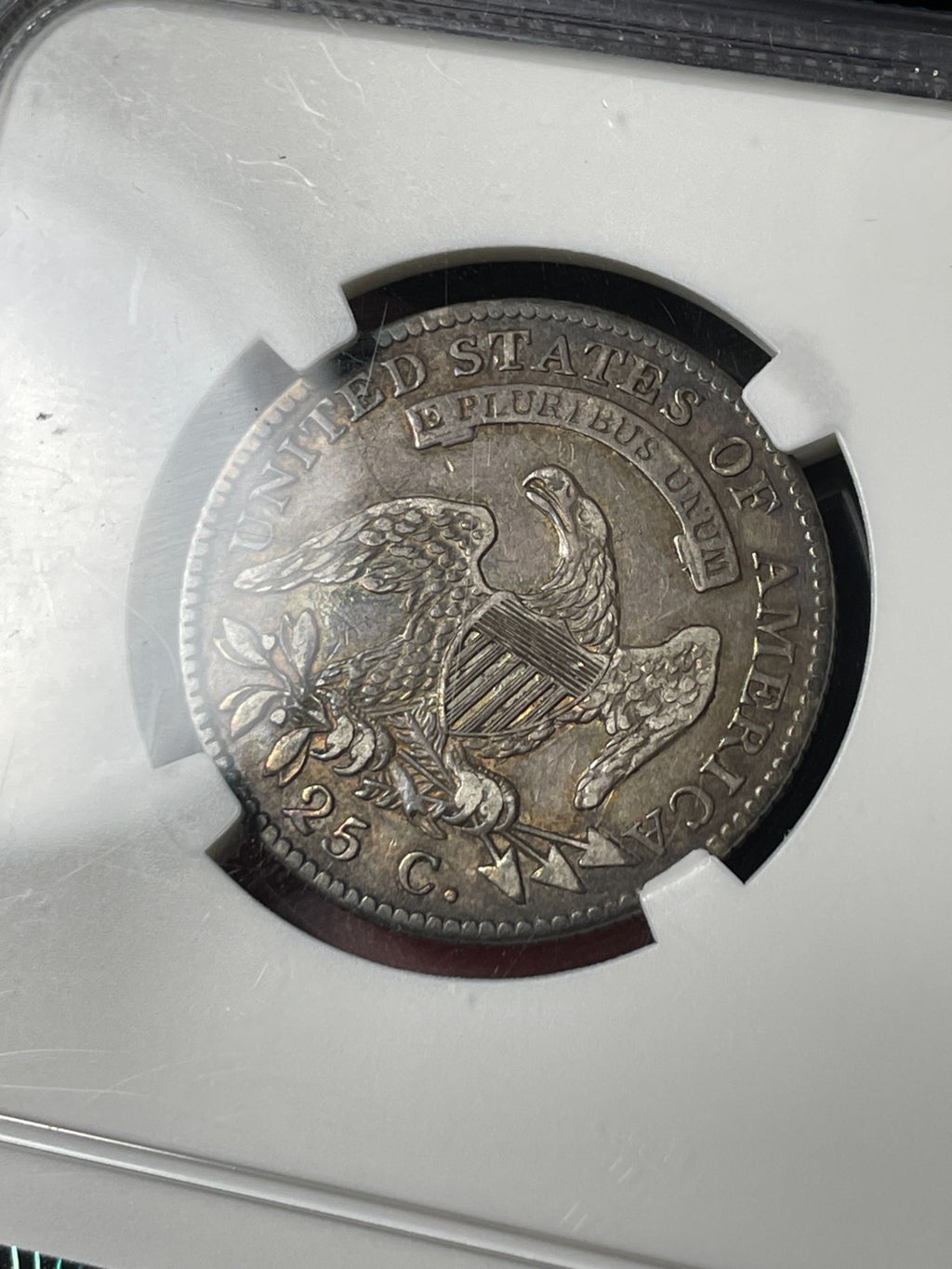 1818 NGC XF45 Capped Bust Quarter Toned Original Nice