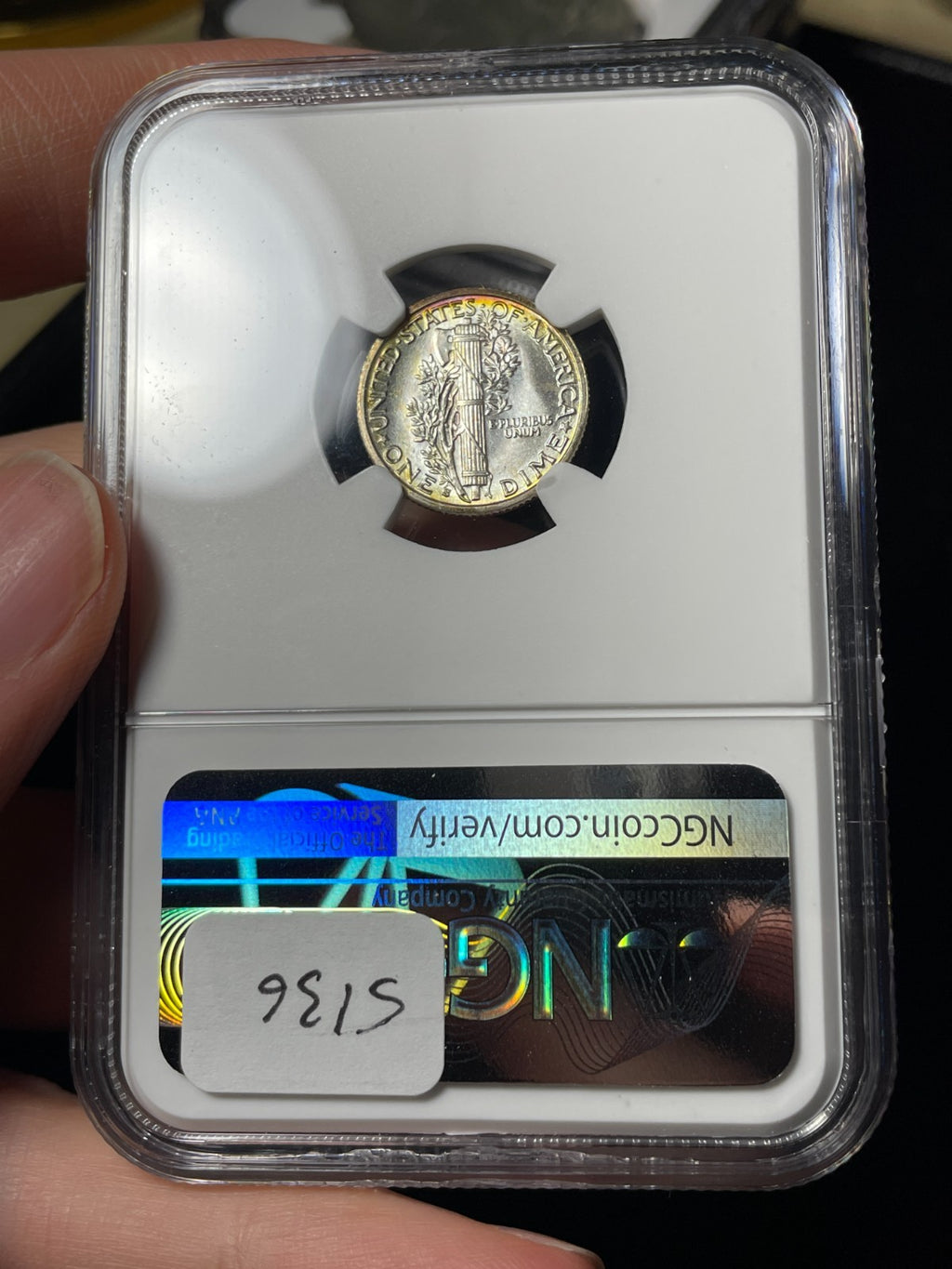 1935-S NGC MS64 FB Mercury Silver Dime Flashy Toned