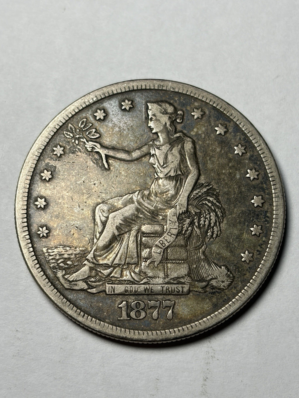 1877-S Trade Silver Dollar Toned