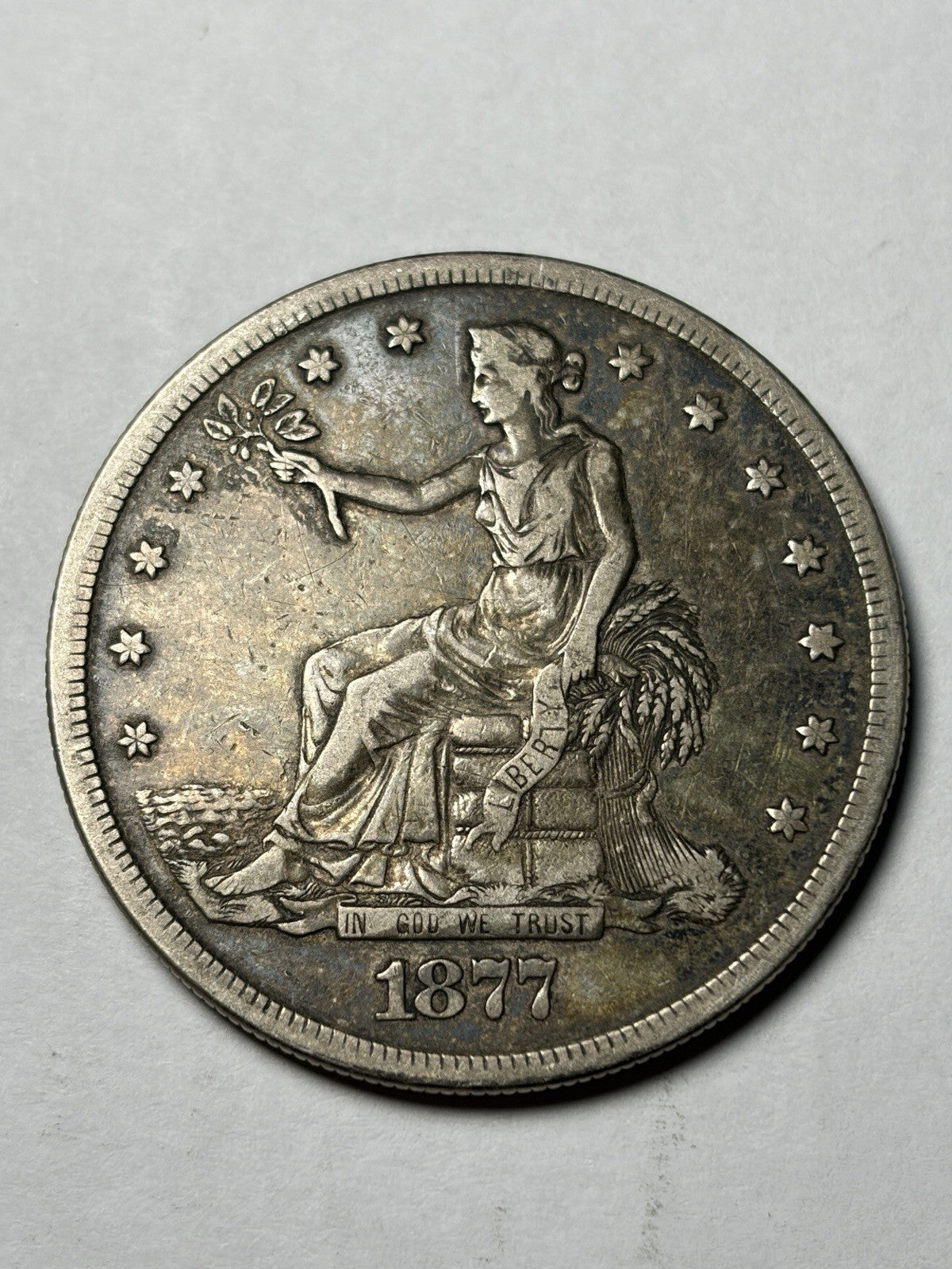 1877-S Trade Silver Dollar Toned