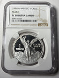 1991 Mo NGC PF68 Ultra Cameo Mexico 1 Onza Libertad PROOF Silver