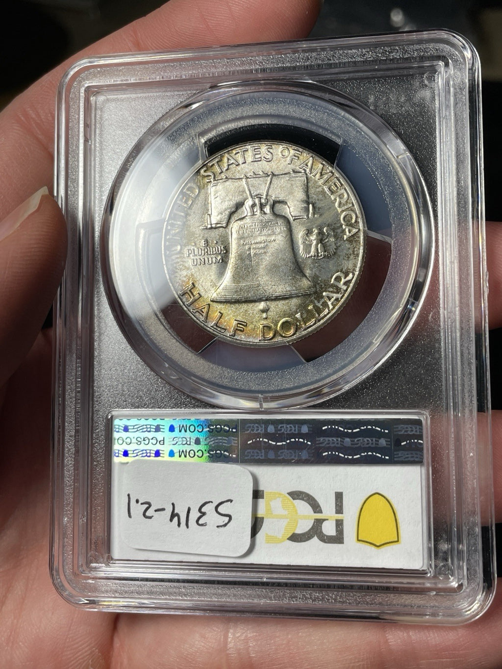 1954 PCGS MS66 CAC Franklin Half Dollar Toned Strong Bell Lines