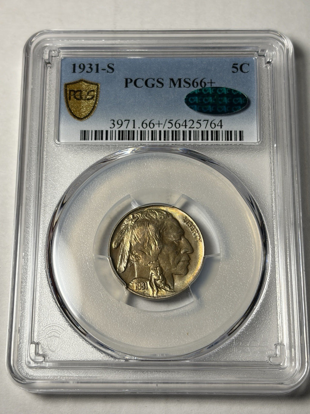 1931-S PCGS MS66+ CAC Buffalo Nickel Toned