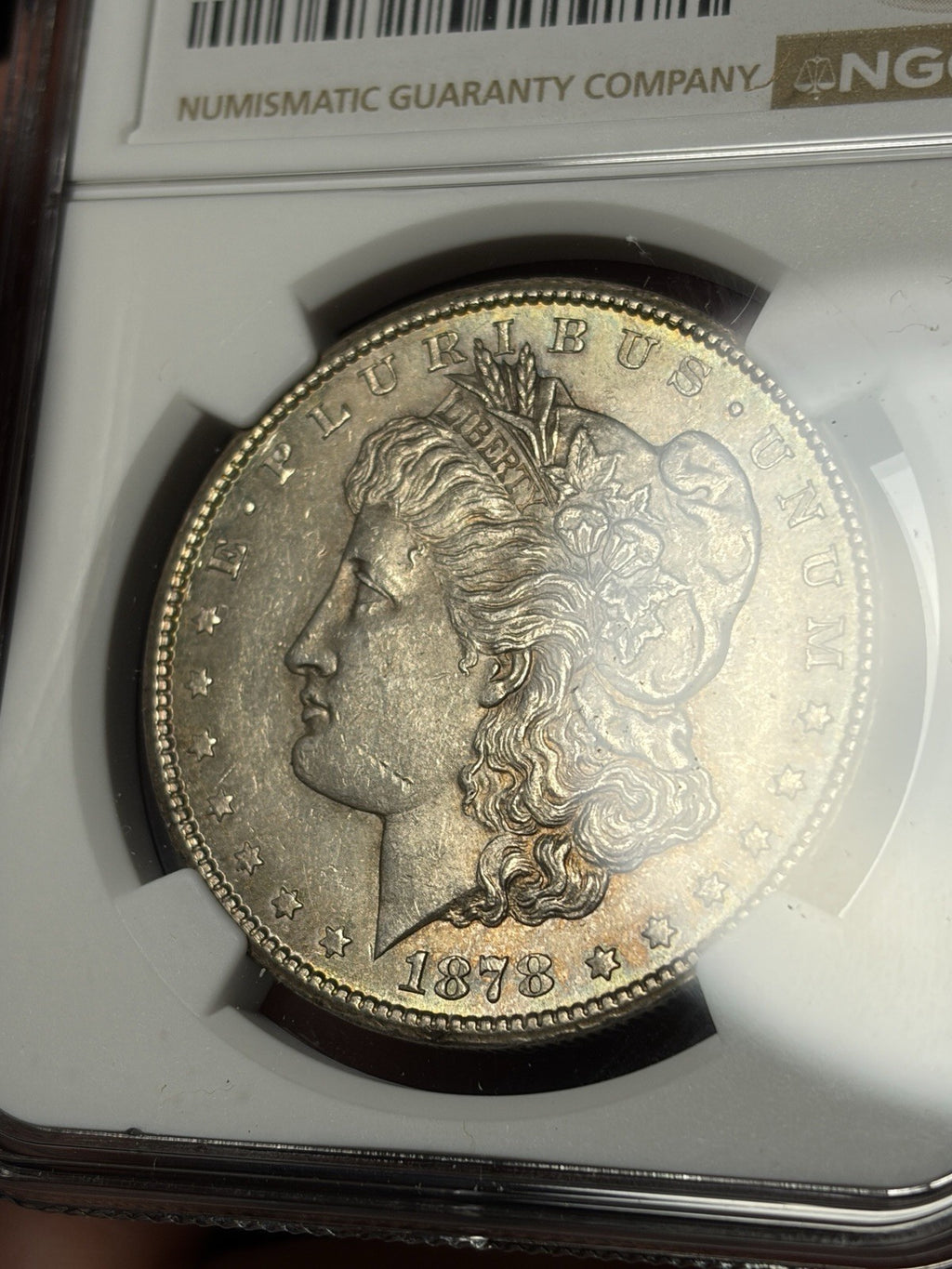 1878-CC NGC MS61 Morgan Silver Dollar Reverse Toned