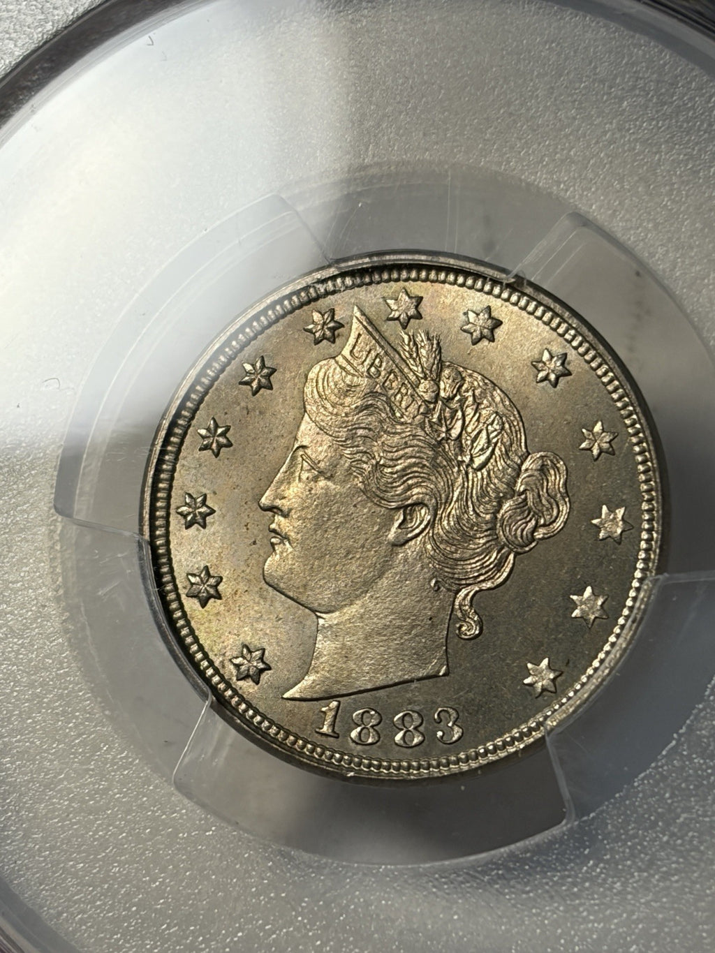 1883 PCGS MS65 With Cents Liberty V Nickel Toned