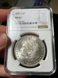 1880-S NGC MS67 Morgan Silver Dollar Superb Gem BU