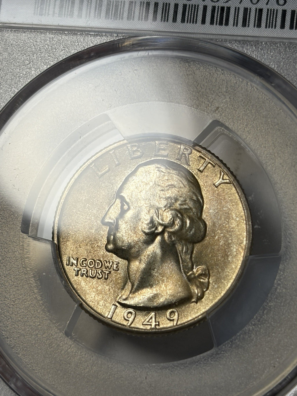 1949-D PCGS MS67 CAC Washington Silver Quarter Toned