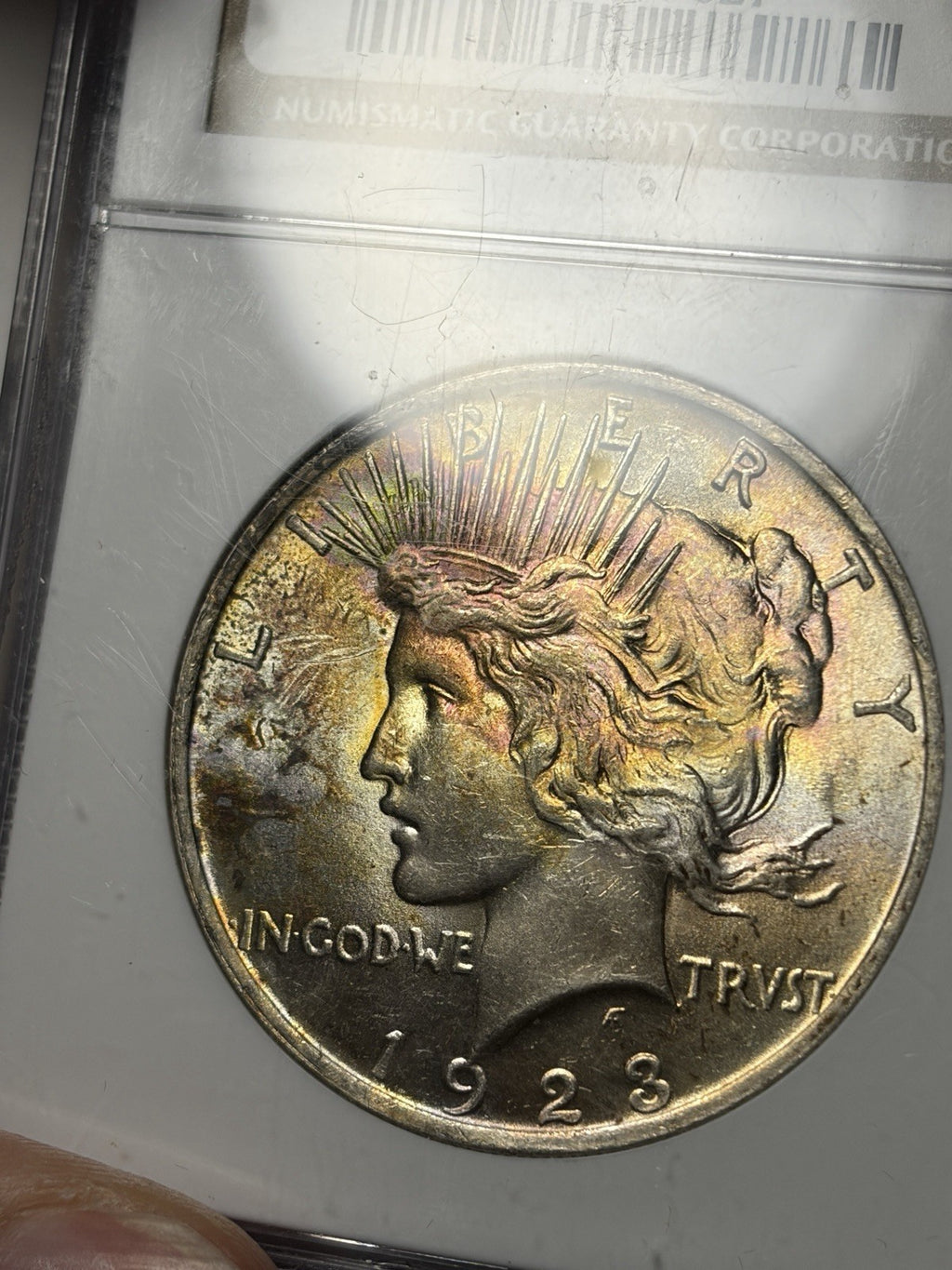 1923 NGC MS63 Peace Silver Dollar Toned RARE