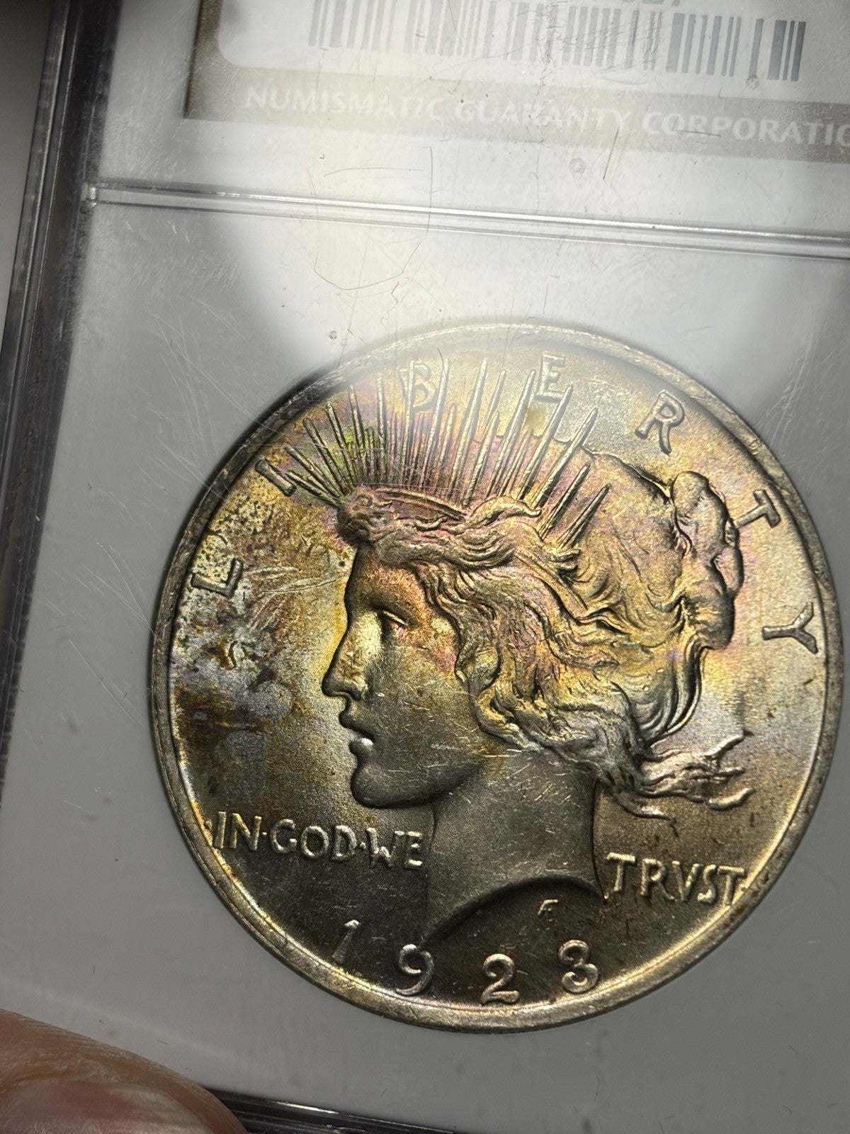 1923 NGC MS63 Peace Silver Dollar Toned RARE